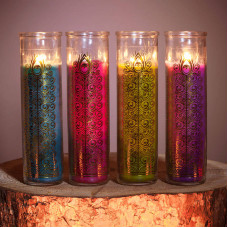 Peacock Feather Tall Candlepot